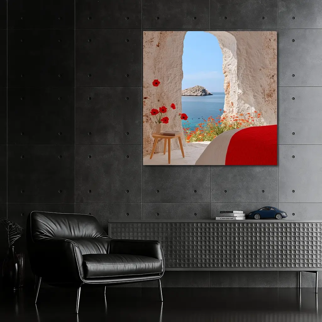 Cave Room Poppies Mediterranean Sea View – Wall Art