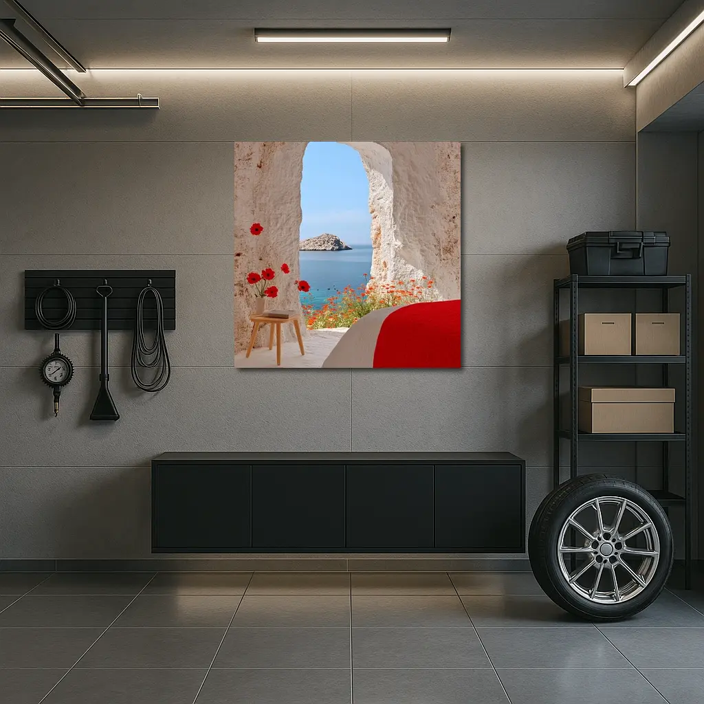 Cave Room Poppies Mediterranean Sea View – Wall Art