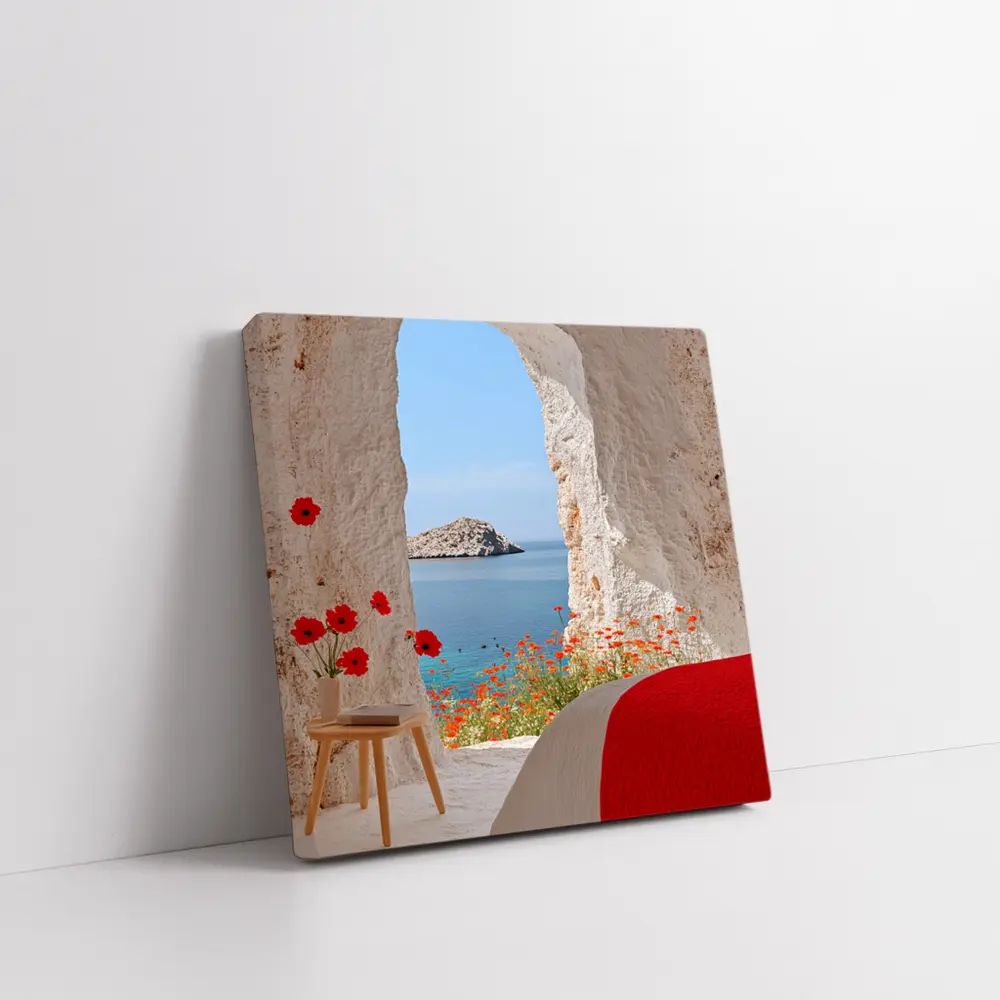 Cave Room Poppies Mediterranean Sea View – Wall Art