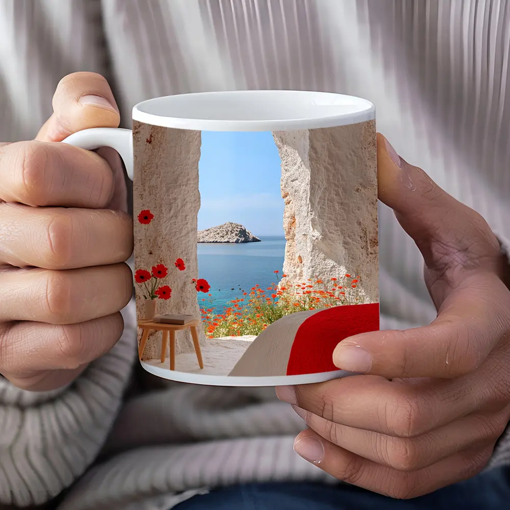 Cave Room Poppies Mediterranean Sea View – Mugs