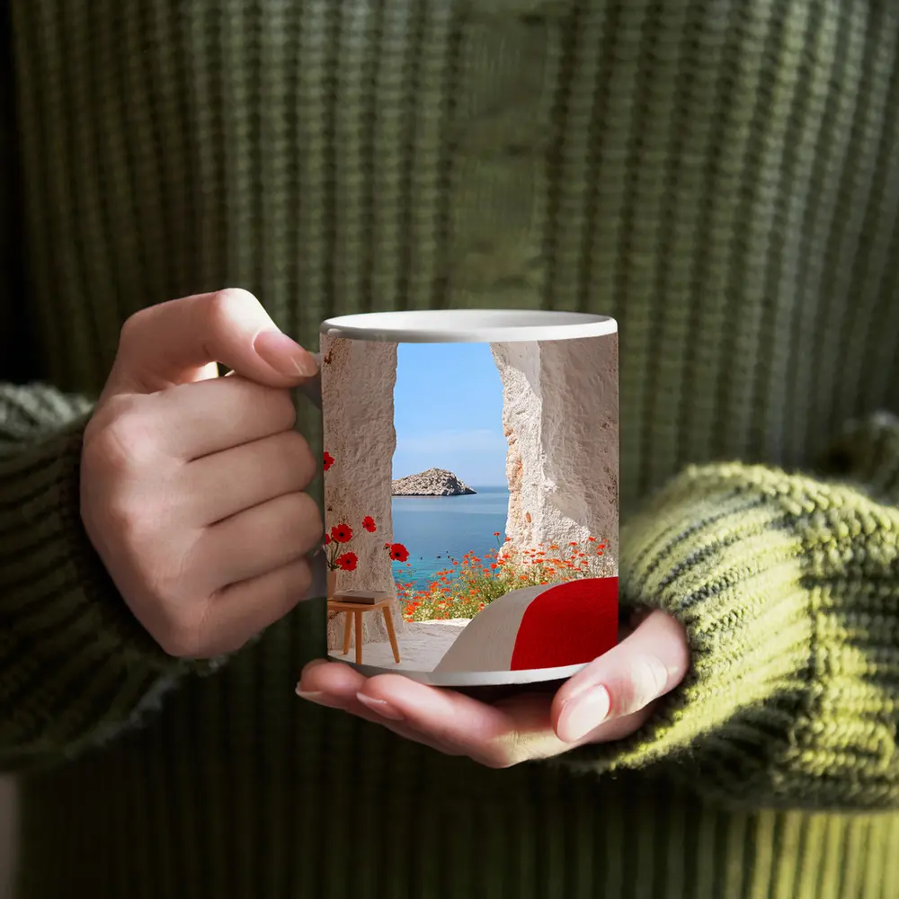Cave Room Poppies Mediterranean Sea View – Mugs