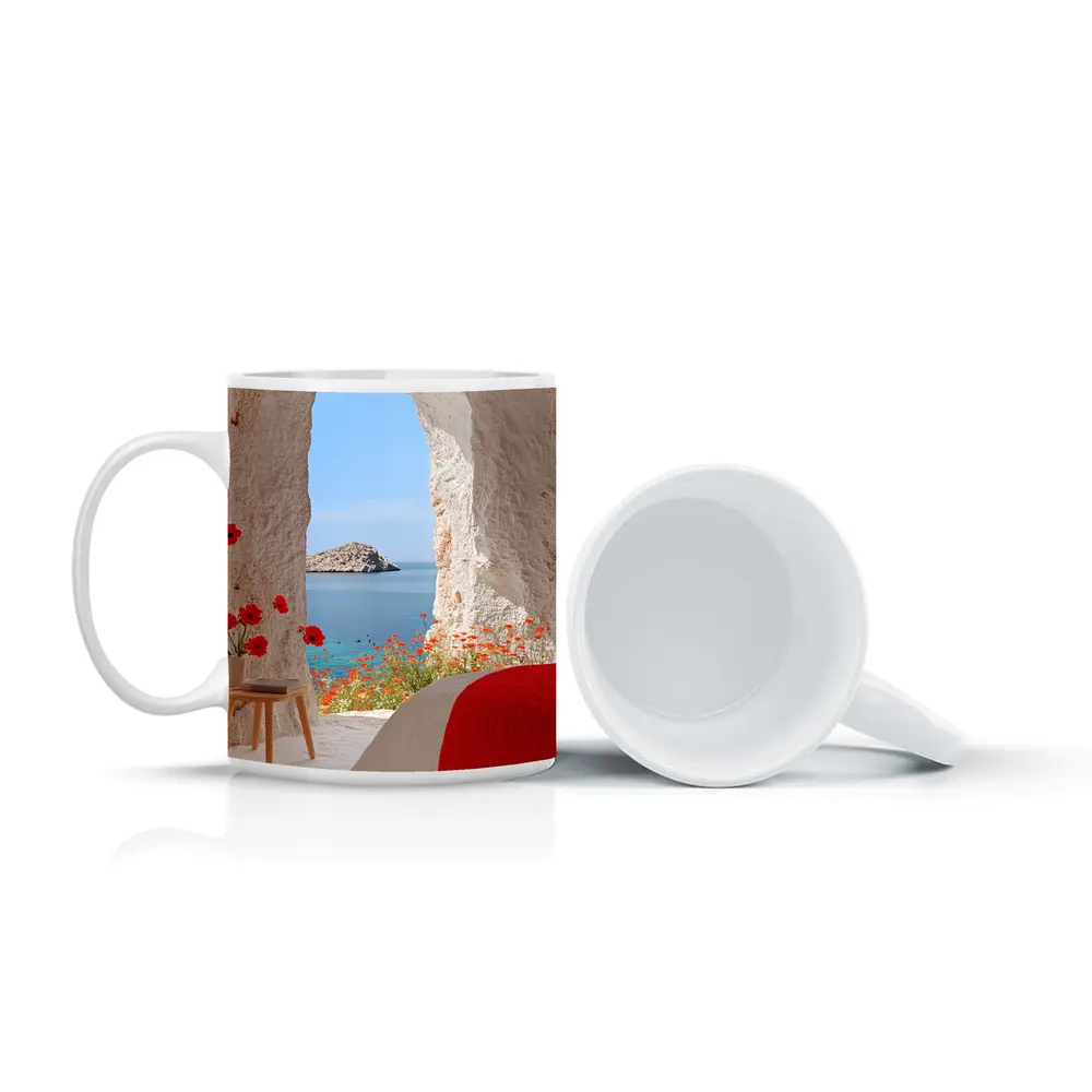 Cave Room Poppies Mediterranean Sea View – Mugs