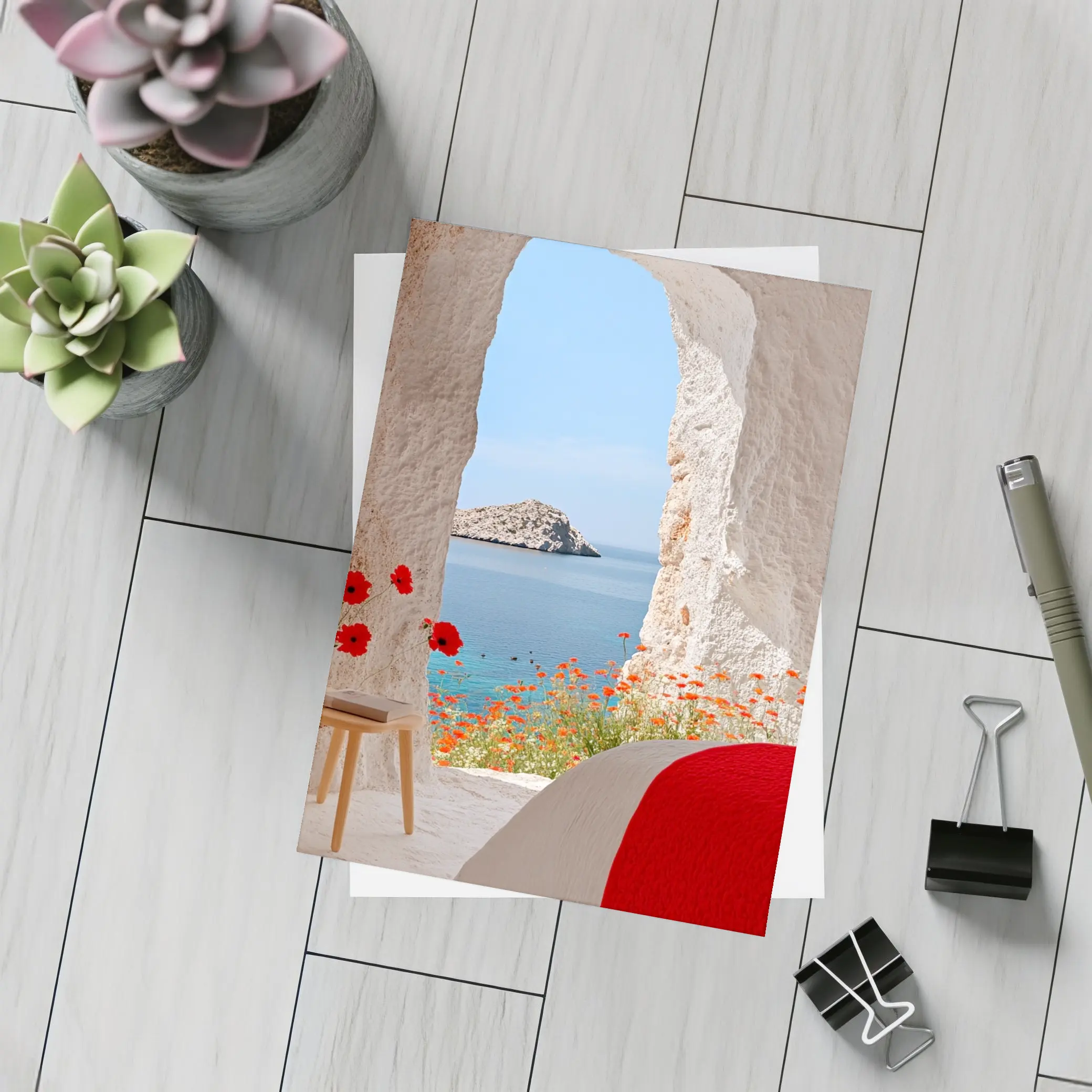 Cave Room Poppies Mediterranean Sea View – Postcards