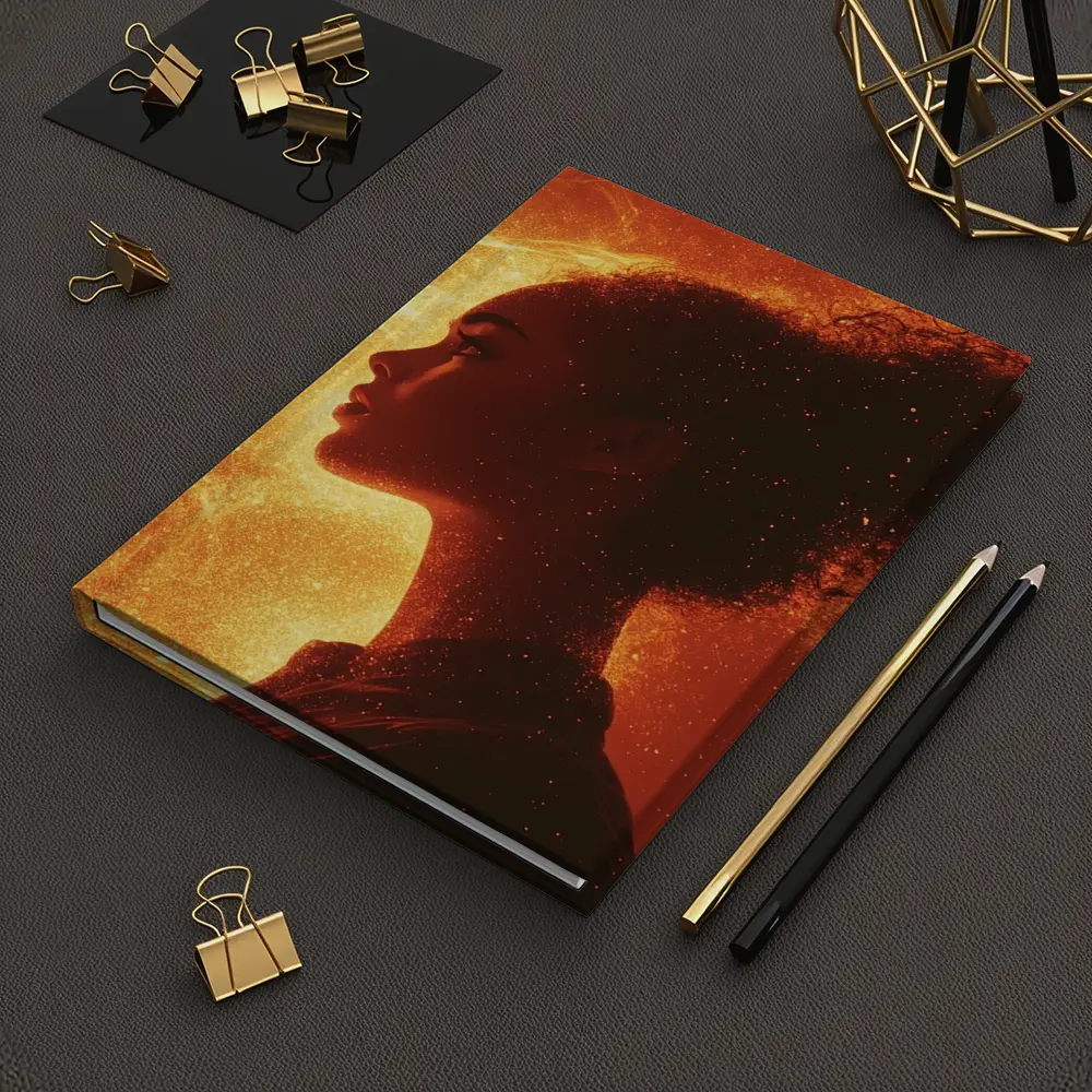 Woman Silhouette Fire Flames Glowing Background – Notebooks