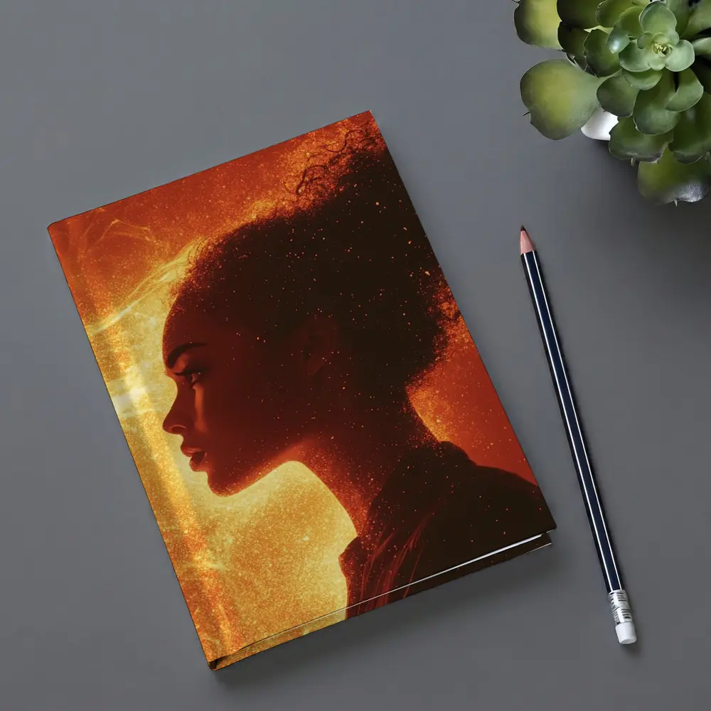Woman Silhouette Fire Flames Glowing Background – Notebooks