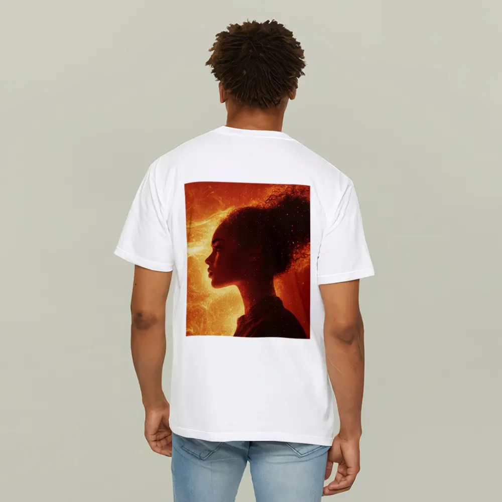 Woman Silhouette Fire Flames Glowing Background – T-Shirts