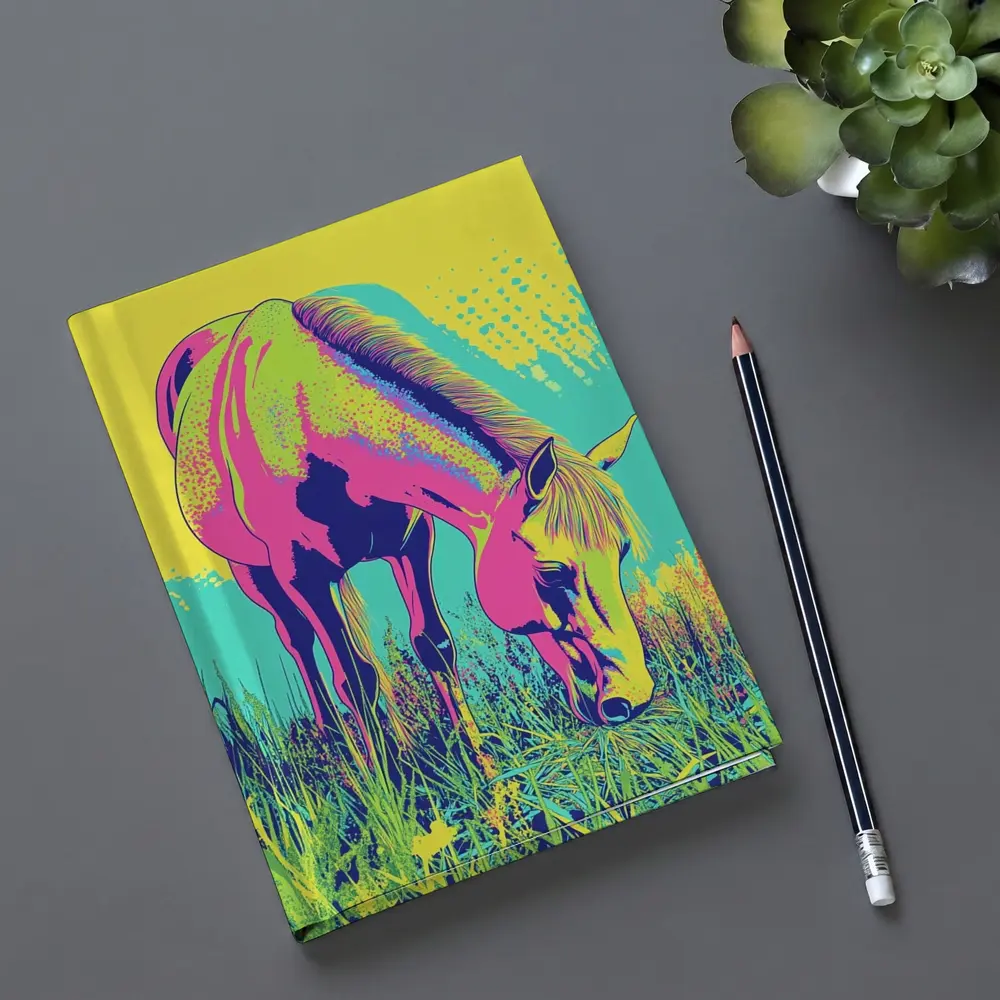Pop Art Horse Grazing Green Meadow – Notebooks