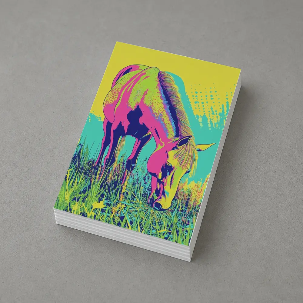 Pop Art Horse Grazing Green Meadow – Postcards