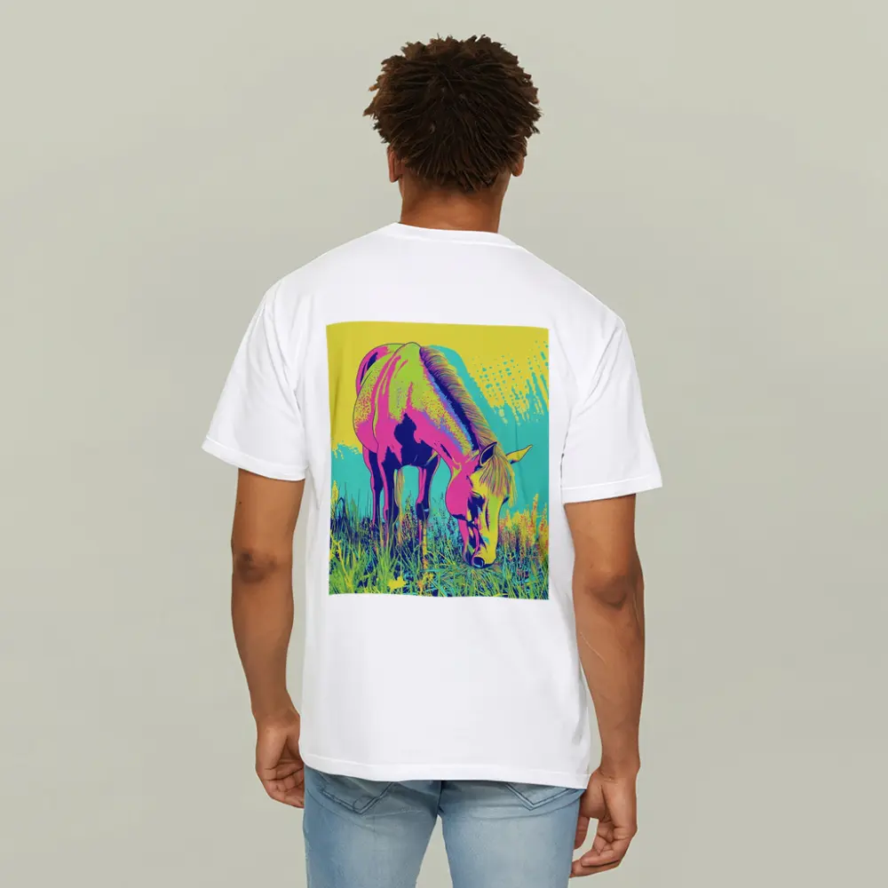 Pop Art Horse Grazing Green Meadow – T-Shirts
