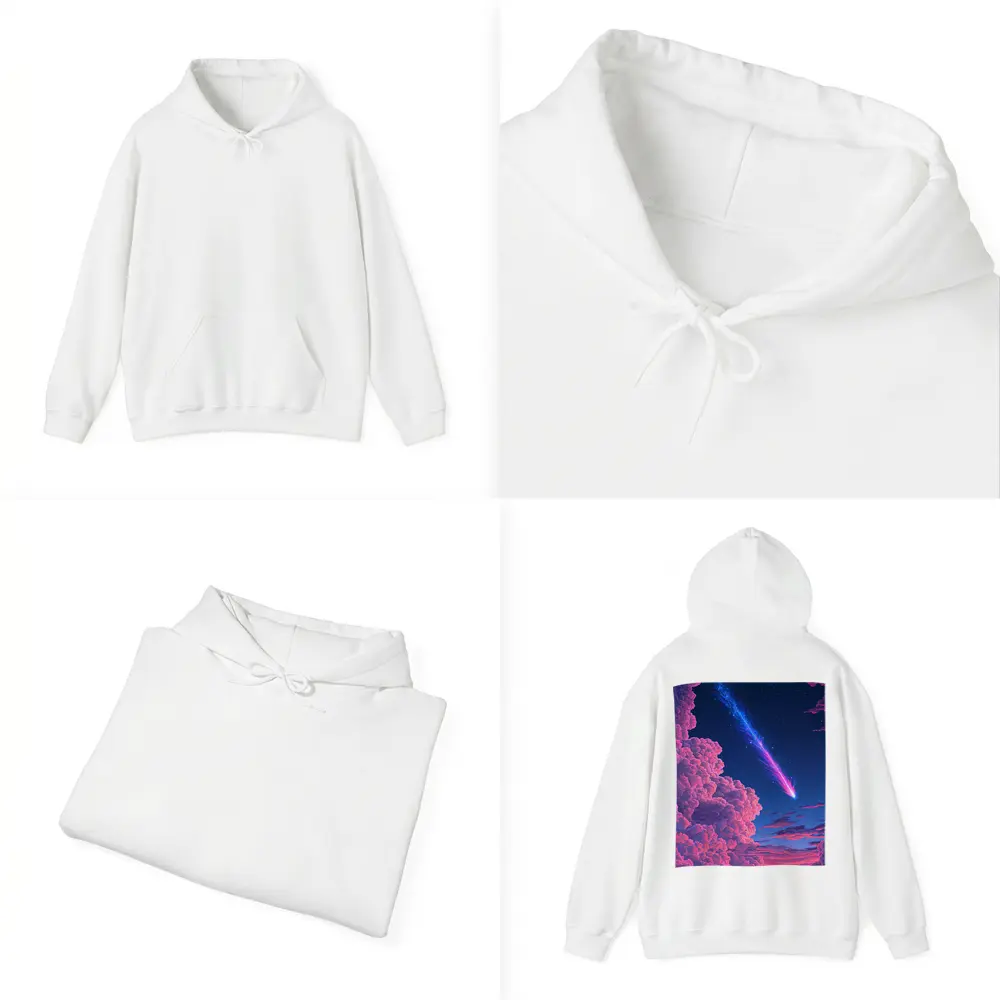 Pixel Art Comet Pink Night Sky – Hoodies