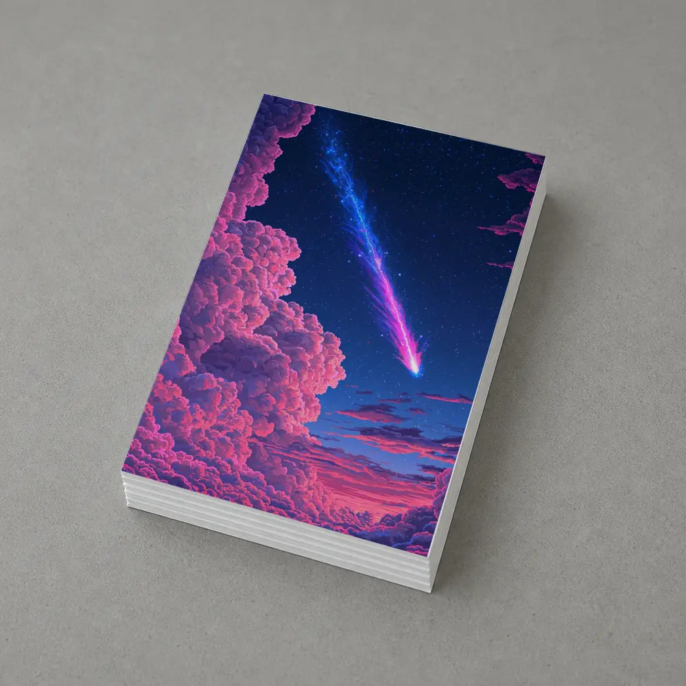 Pixel Art Comet Pink Night Sky – Postcards