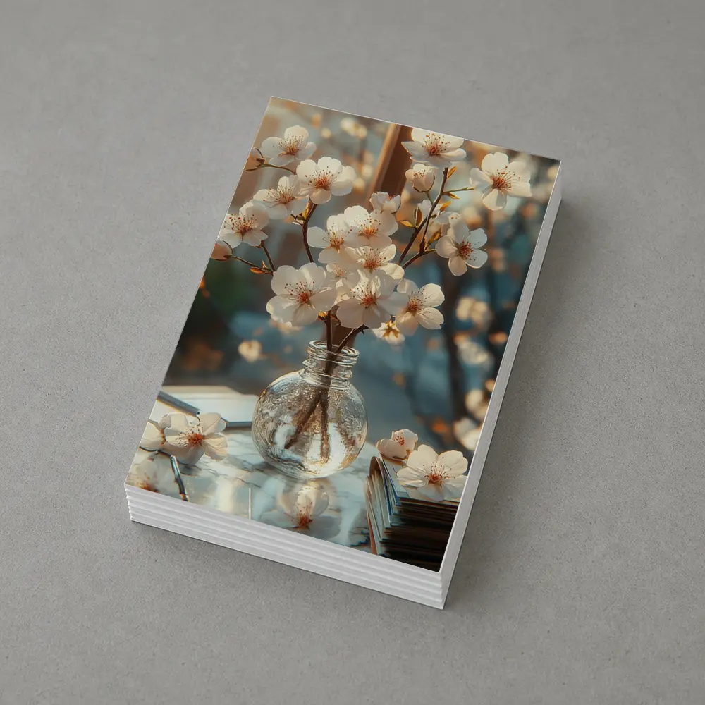 Cherry Blossom Branches Glass Vase Warm Light – Postcards