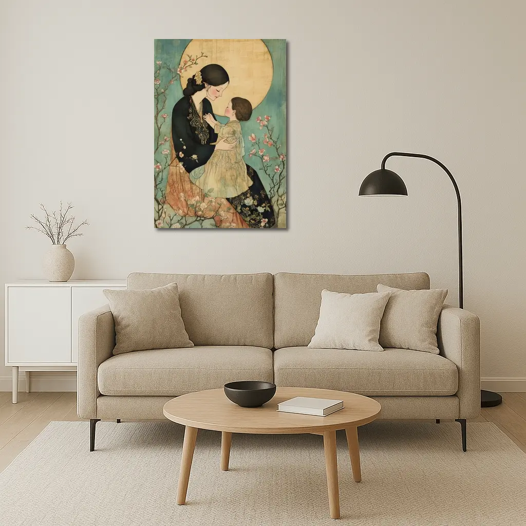 Mother and Child Cherry Blossom Japanese Art – Wall Art