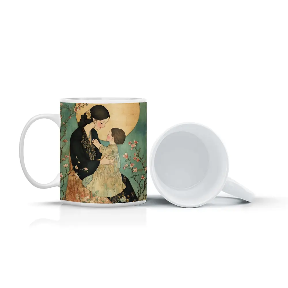 Mother and Child Cherry Blossom Japanese Art – Mugs