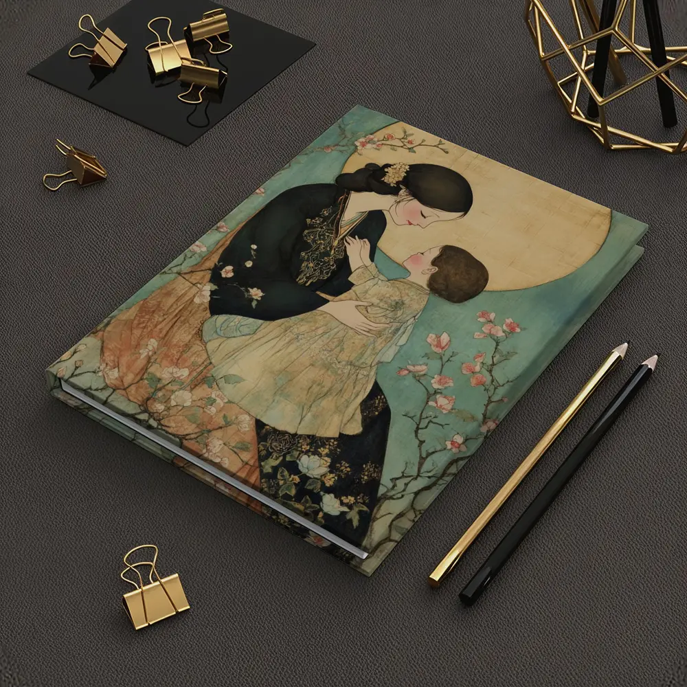 Mother and Child Cherry Blossom Japanese Art – Notebooks