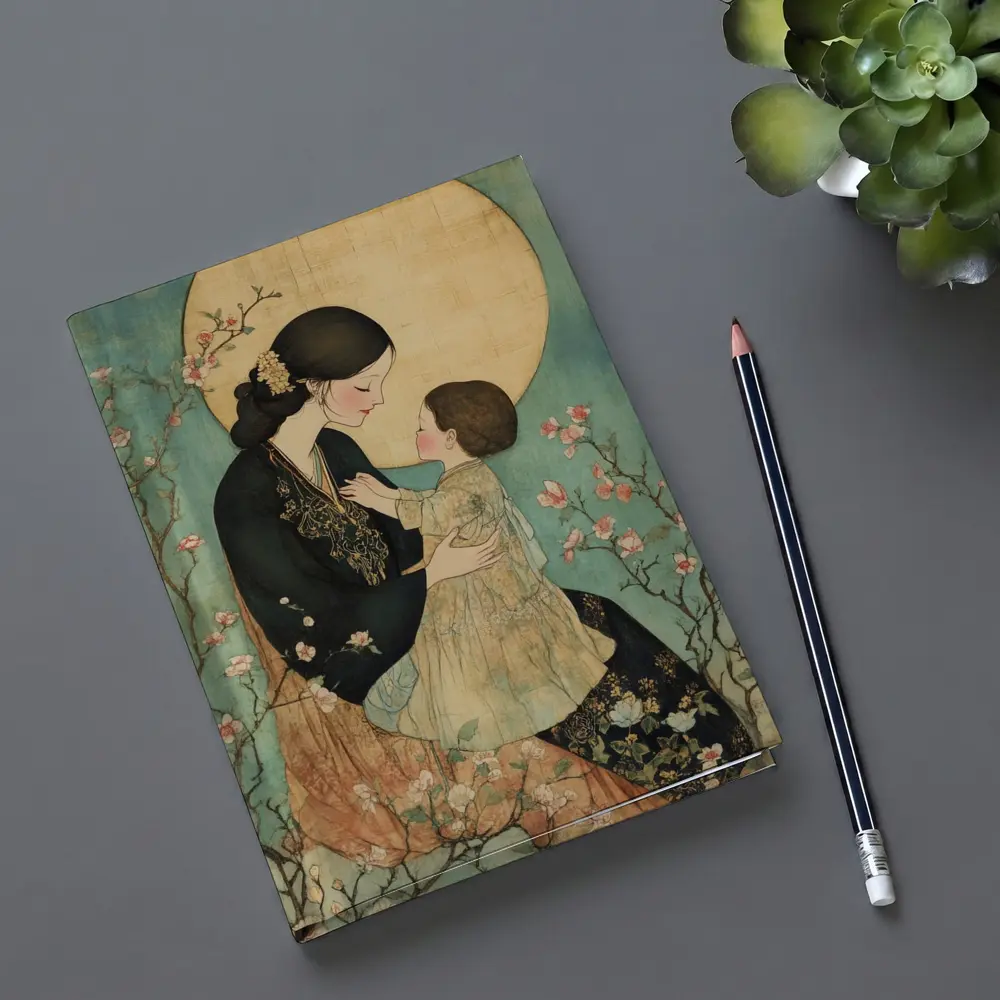 Mother and Child Cherry Blossom Japanese Art – Notebooks