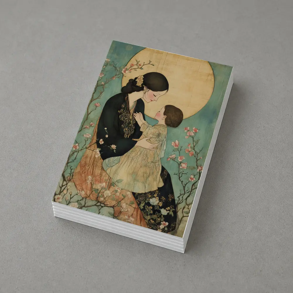 Mother and Child Cherry Blossom Japanese Art – Postcards