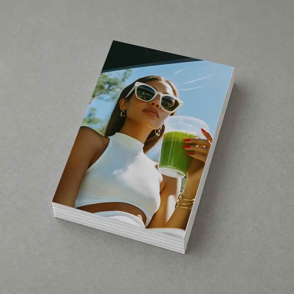 Woman Sunglasses Green Juice Summer Car – Postcards