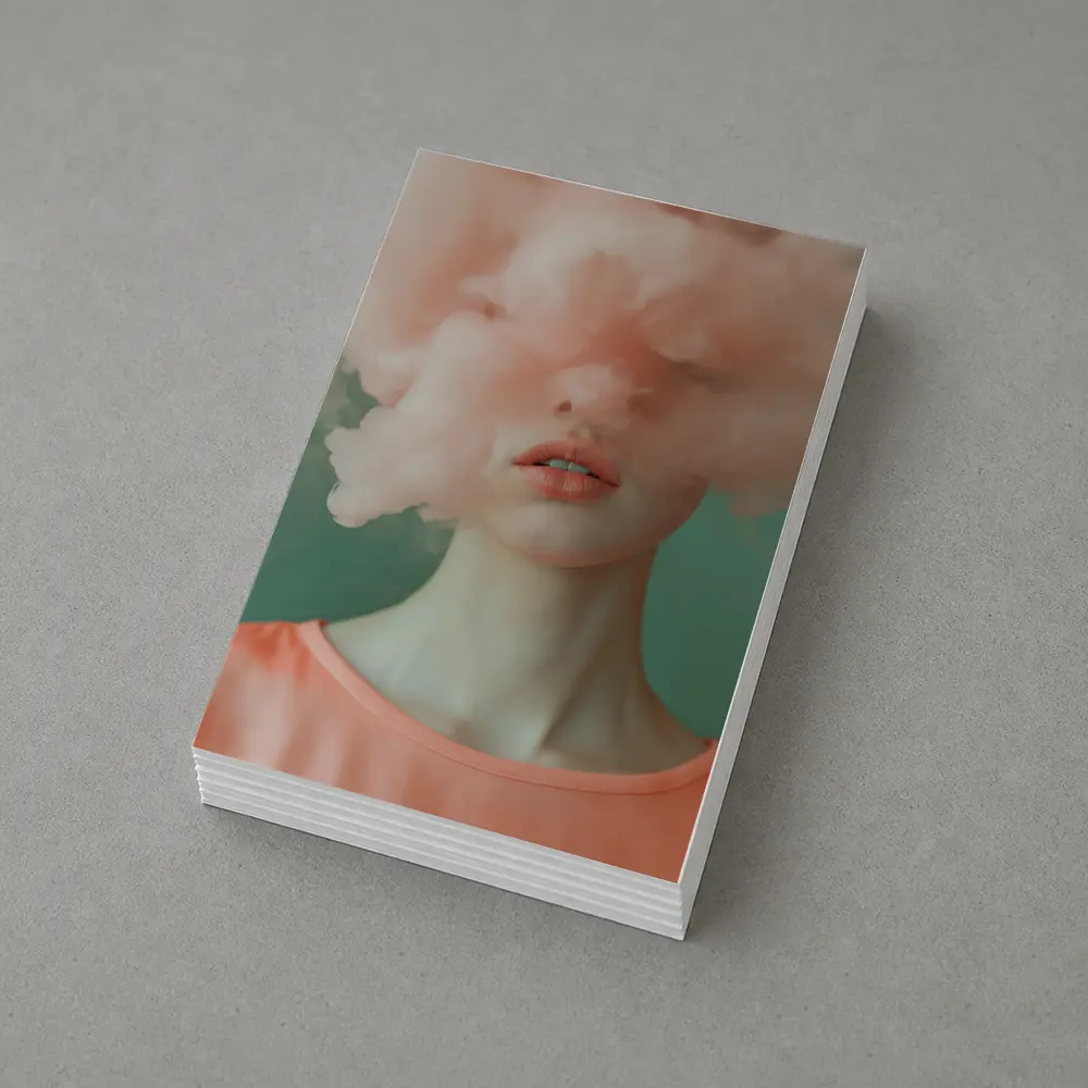 Woman Face Hidden Behind Pink Cloud – Postcards