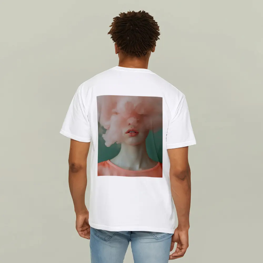 Woman Face Hidden Behind Pink Cloud – T-Shirts