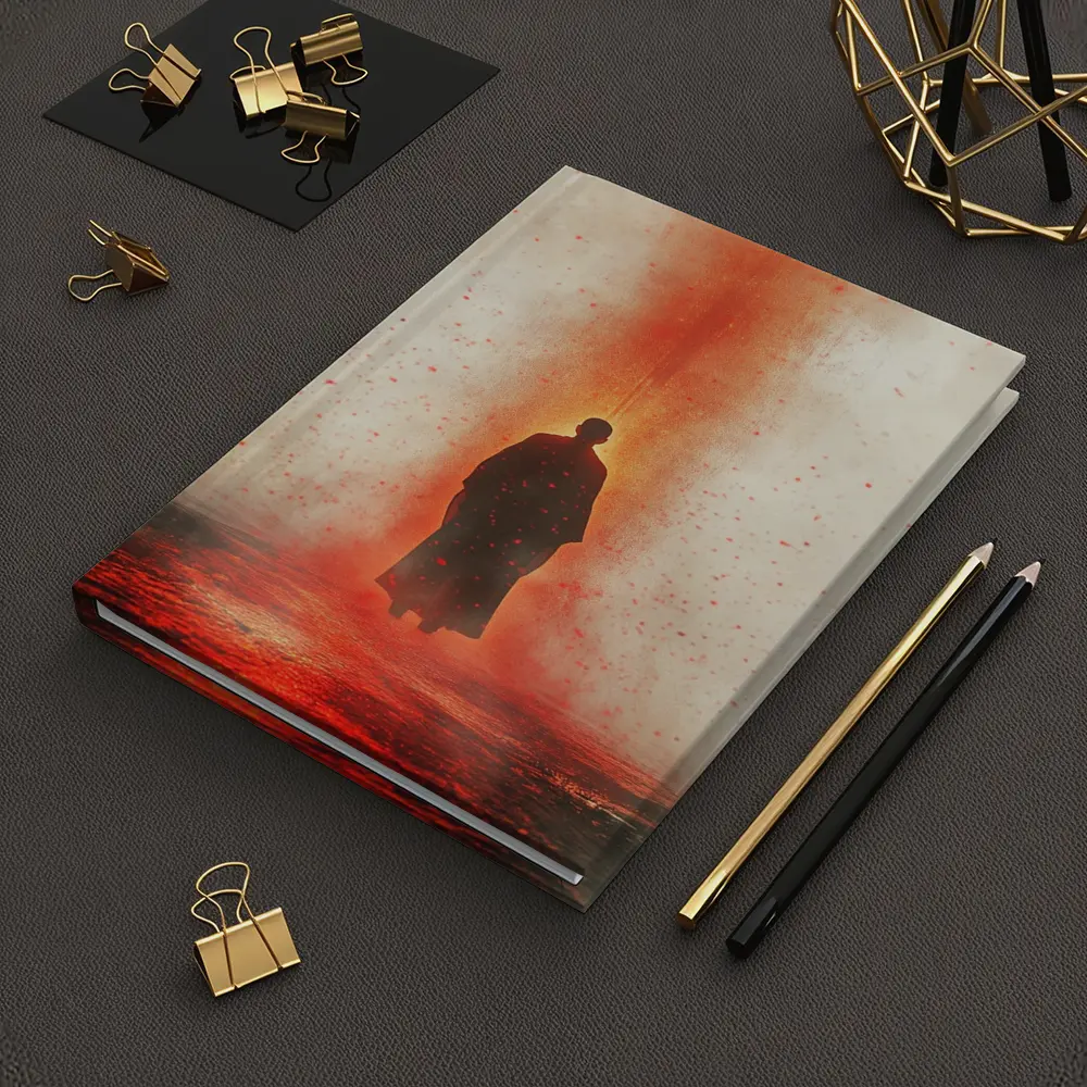 Lone Figure Standing In Red Fiery Mist – Notebooks