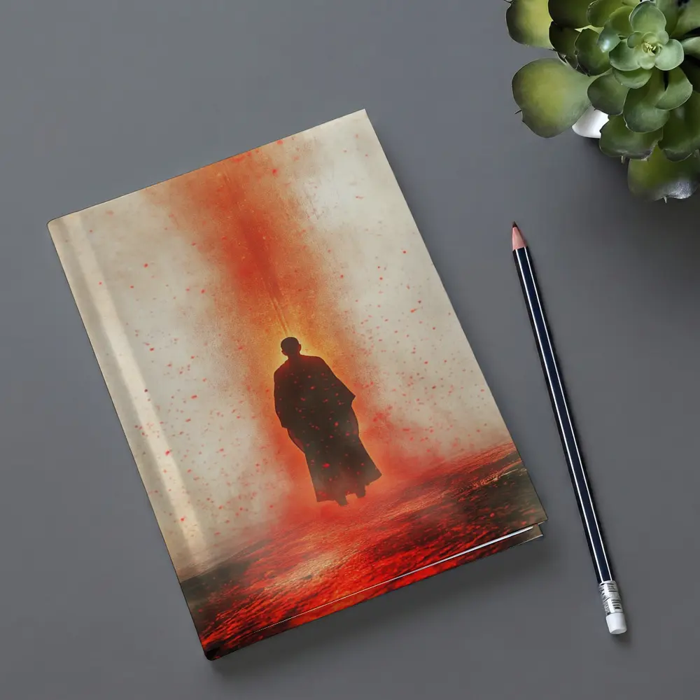 Lone Figure Standing In Red Fiery Mist – Notebooks
