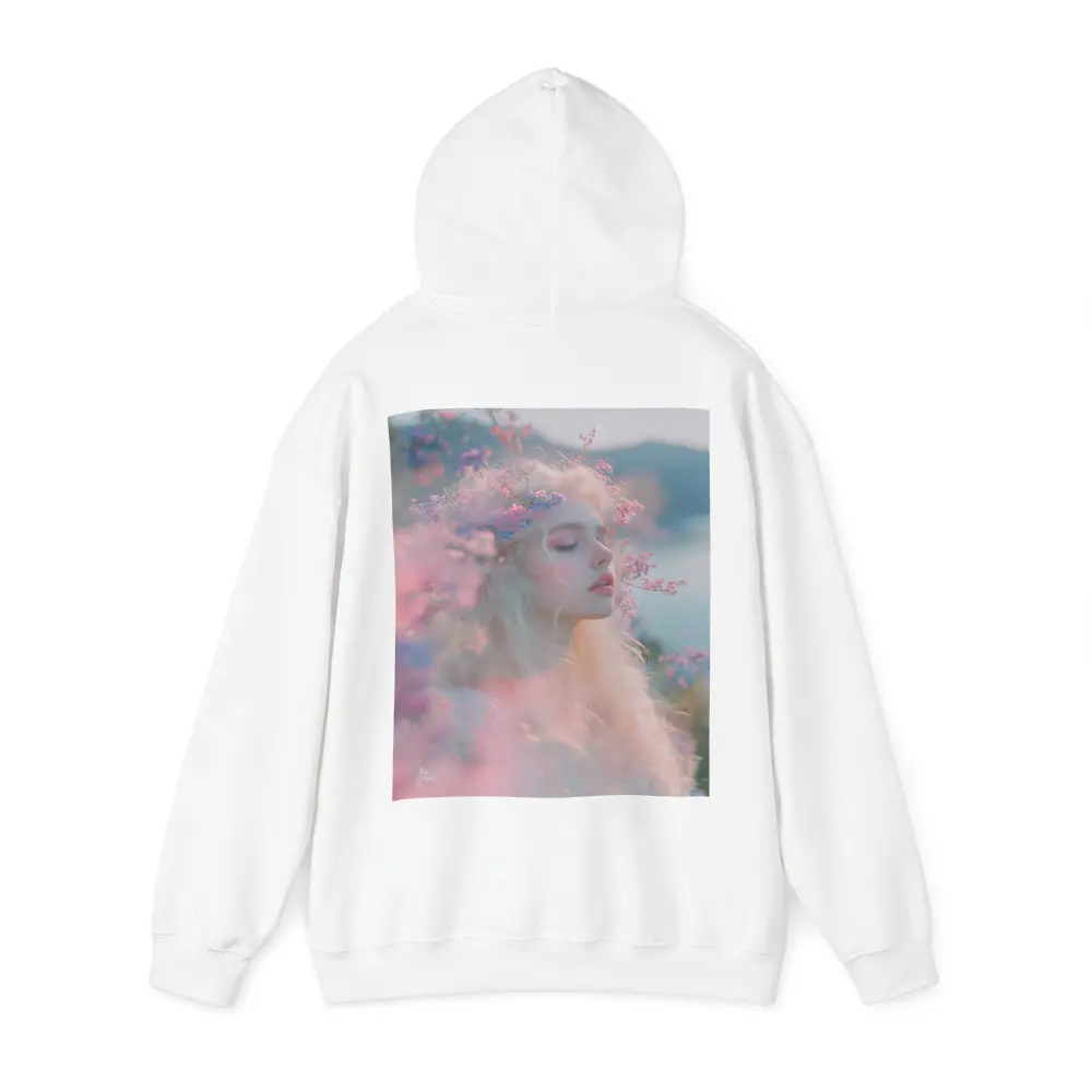 Dreamy Woman Pink Flowers Soft Portrait – Hoodies