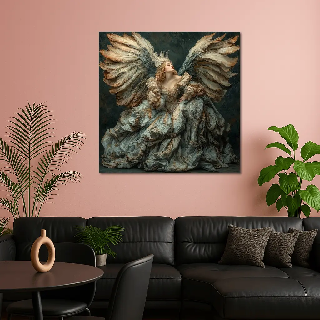 Baroque Angel Woman Large Wings Fantasy Art – Wall Art