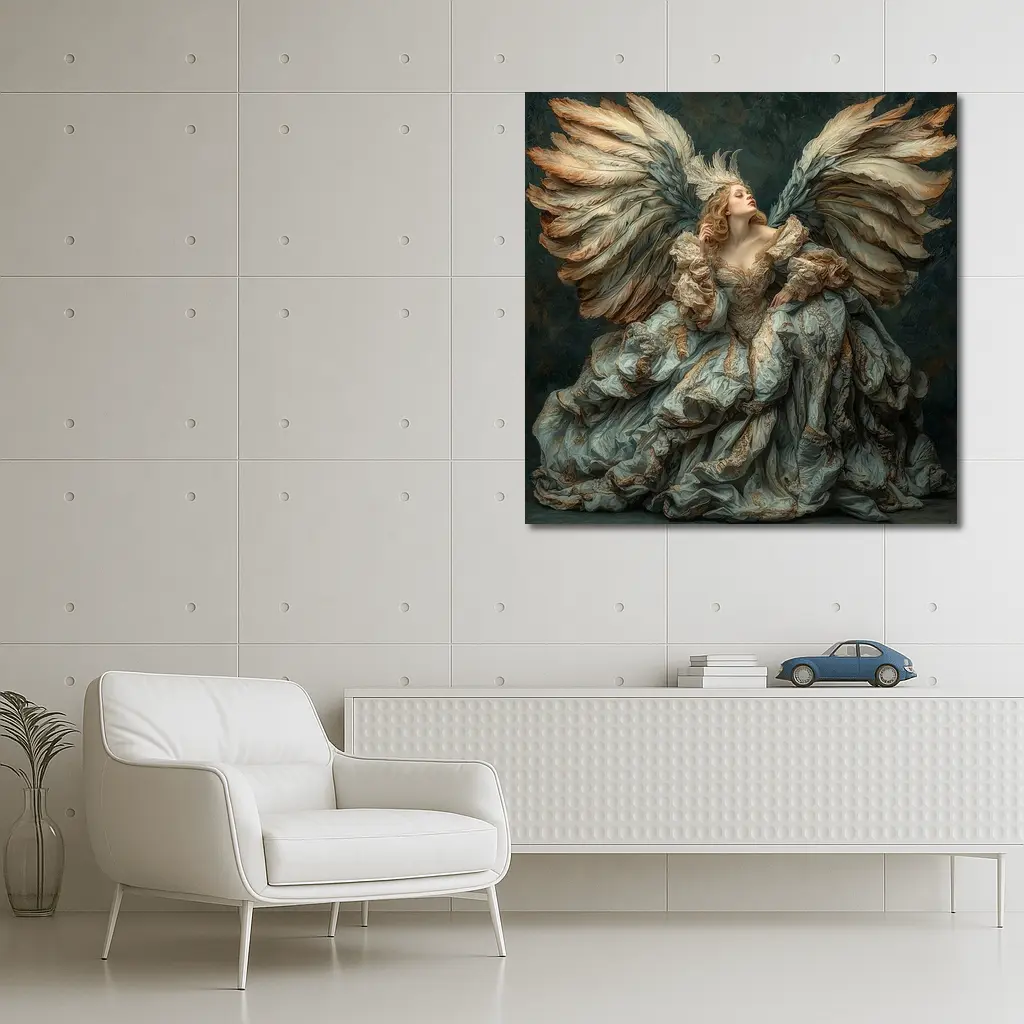 Baroque Angel Woman Large Wings Fantasy Art – Wall Art