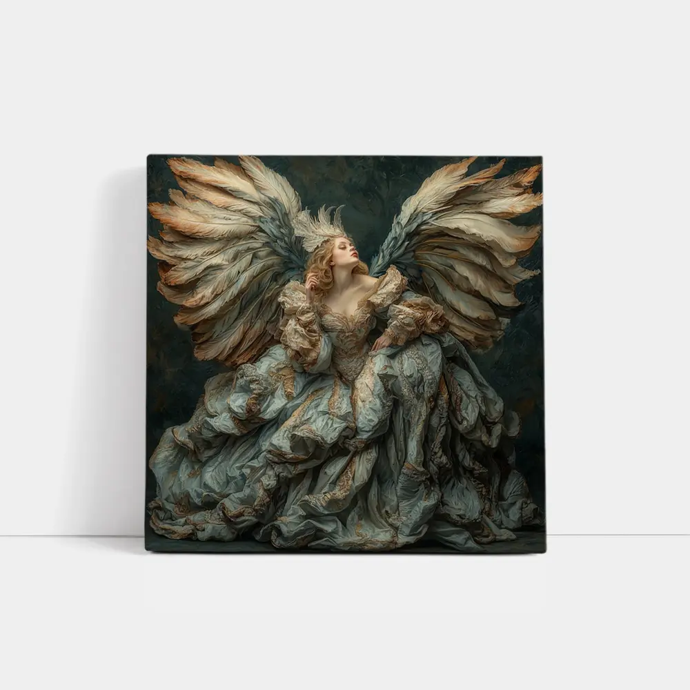Baroque Angel Woman Large Wings Fantasy Art – Wall Art