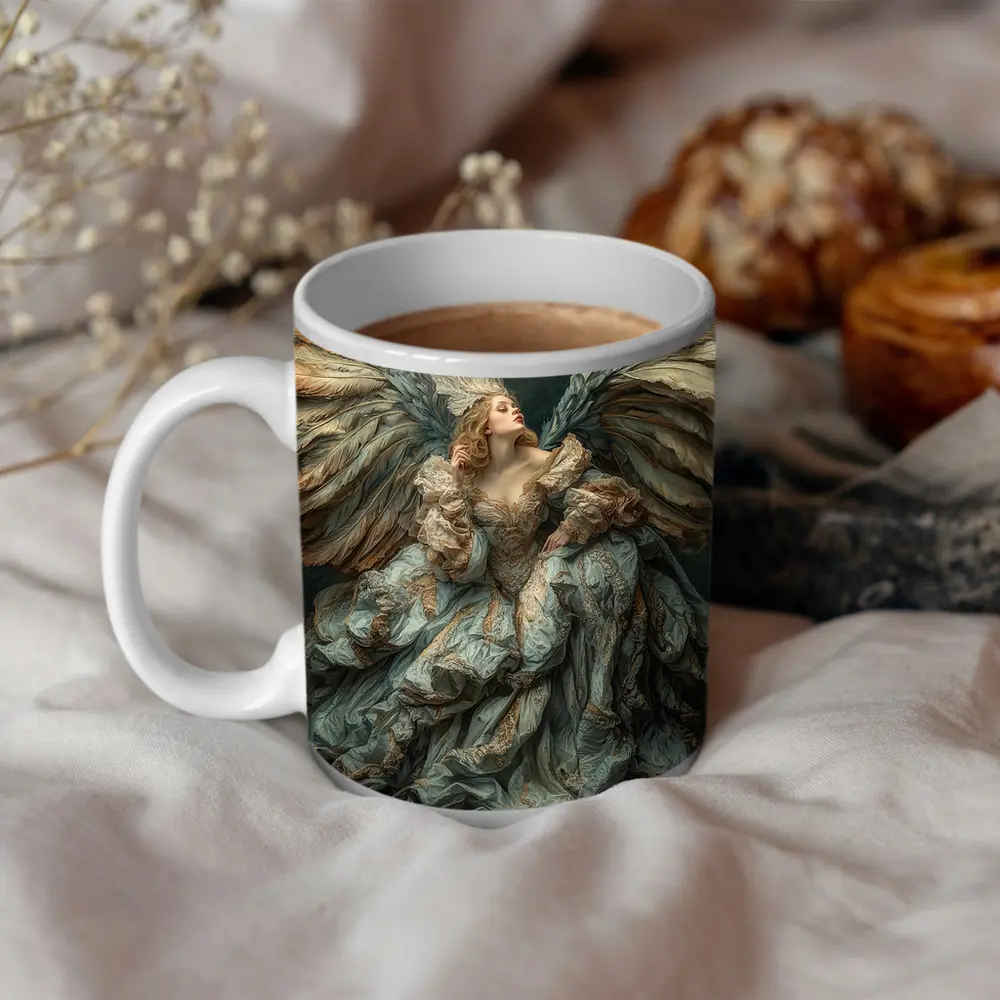 Baroque Angel Woman Large Wings Fantasy Art – Mugs