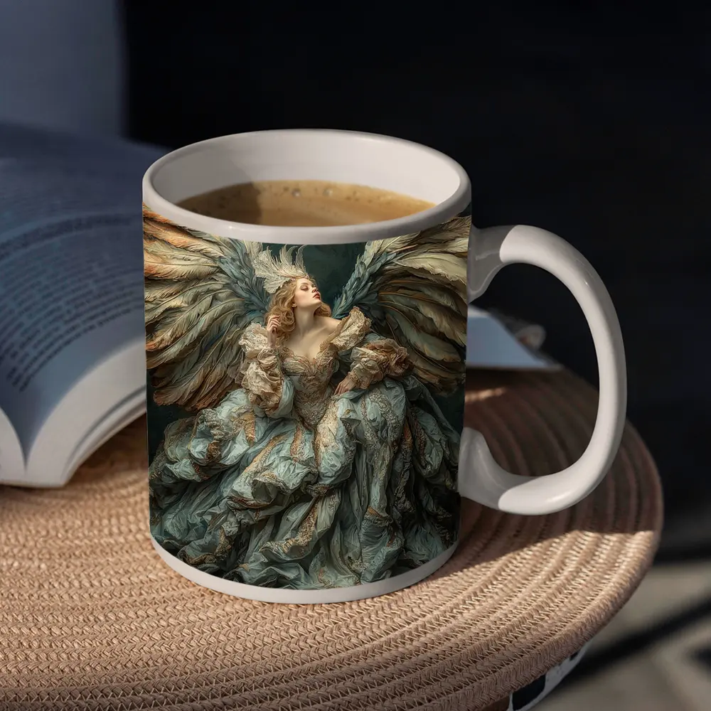 Baroque Angel Woman Large Wings Fantasy Art – Mugs