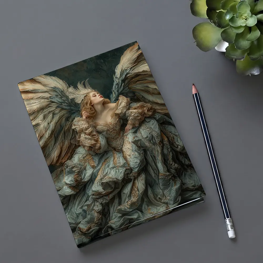 Baroque Angel Woman Large Wings Fantasy Art – Notebooks