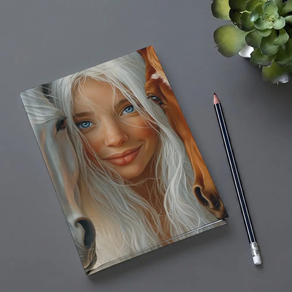 Blue Eyed Girl Between Two Horses – Notebooks
