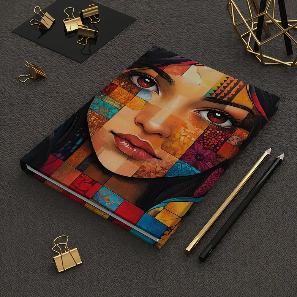Mosaic Patchwork Portrait Woman Colorful Abstract – Notebooks