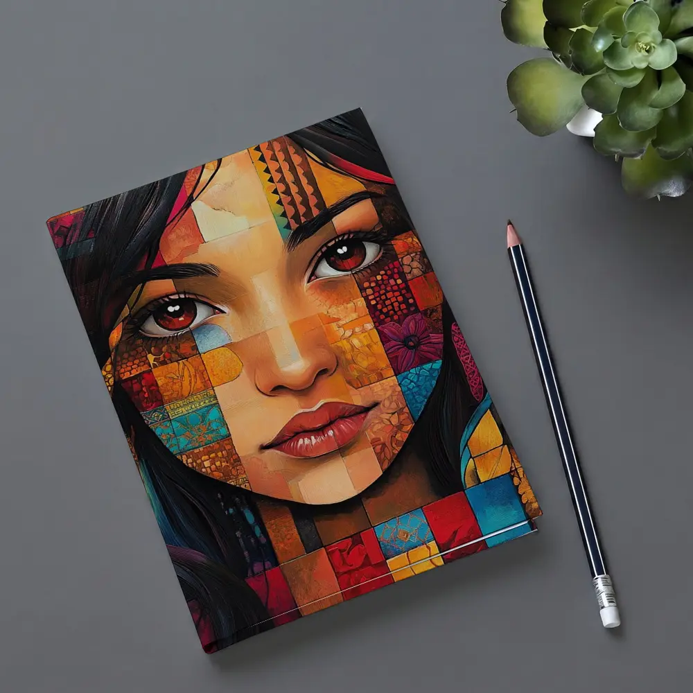 Mosaic Patchwork Portrait Woman Colorful Abstract – Notebooks