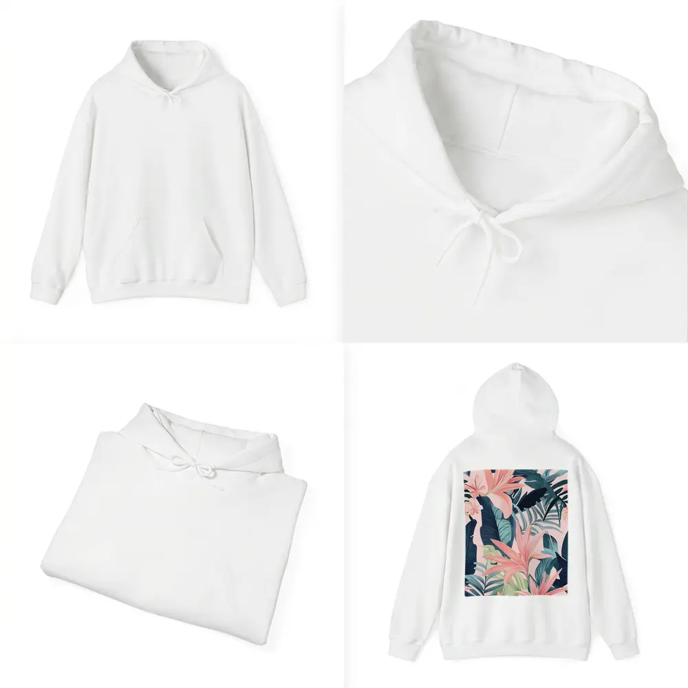 Pink Tropical Flowers and Dark Leaves – Hoodies