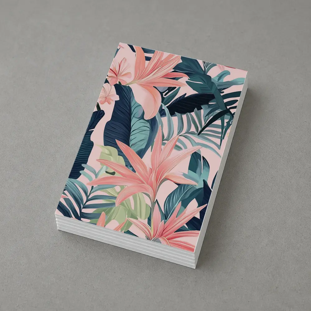 Pink Tropical Flowers and Dark Leaves – Postcards