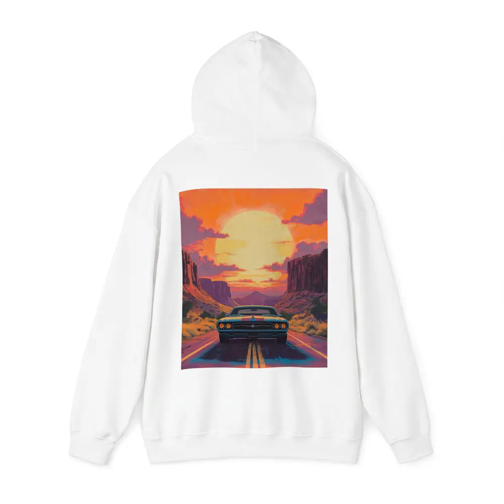 Dodge Challenger Desert Canyon Sunset Art – Hoodies