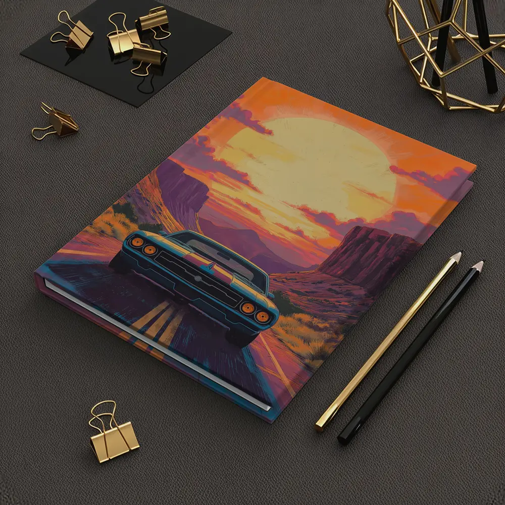 Dodge Challenger Desert Canyon Sunset Art – Notebooks
