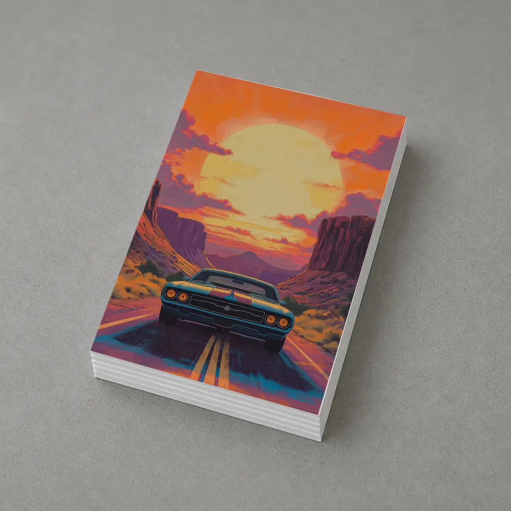 Dodge Challenger Desert Canyon Sunset Art – Postcards