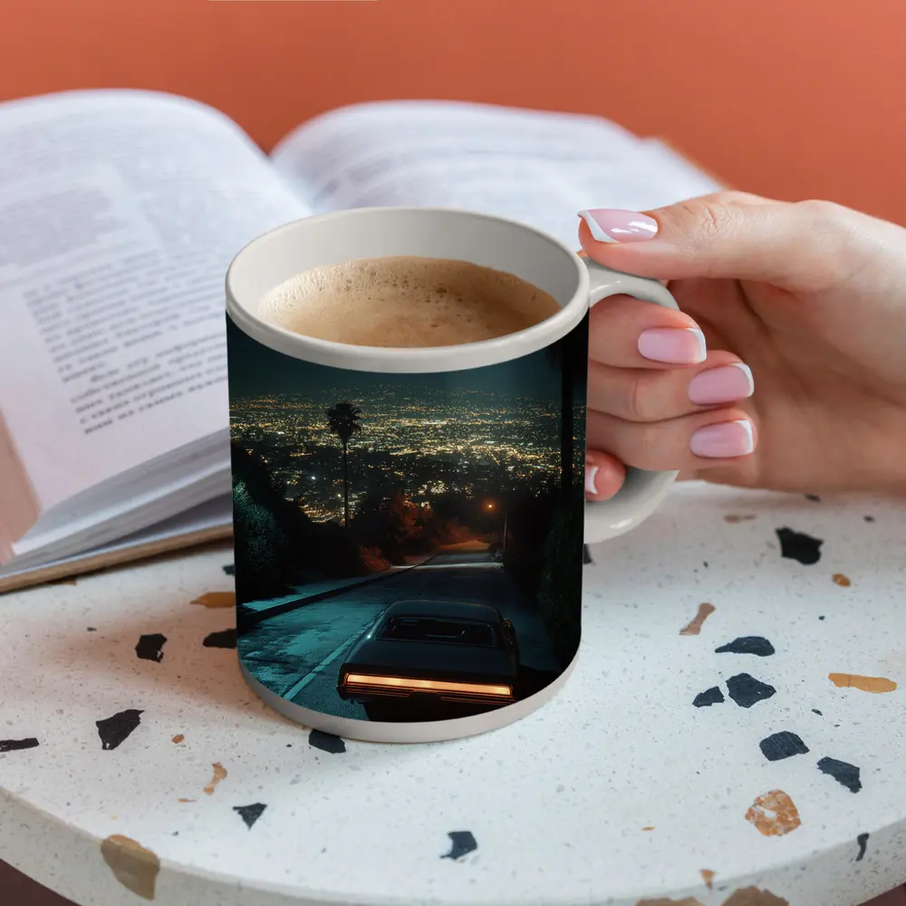 Classic Muscle Car Los Angeles Night City – Mugs