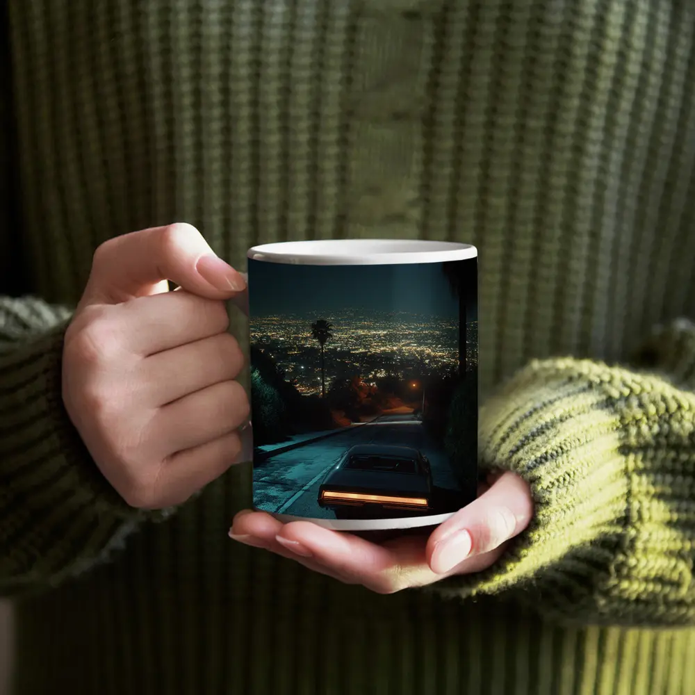 Classic Muscle Car Los Angeles Night City – Mugs