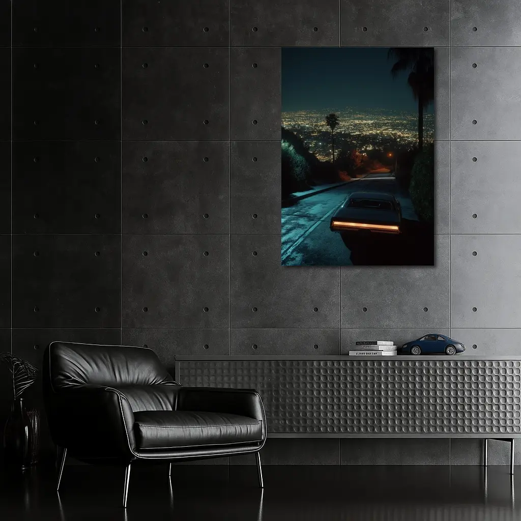 Classic Muscle Car Los Angeles Night City – Wall Art