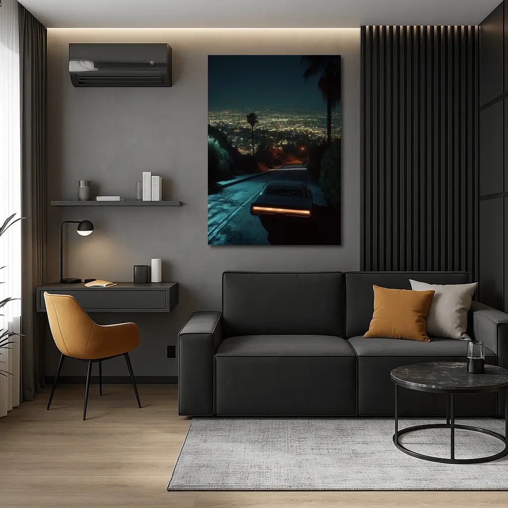 Classic Muscle Car Los Angeles Night City – Wall Art