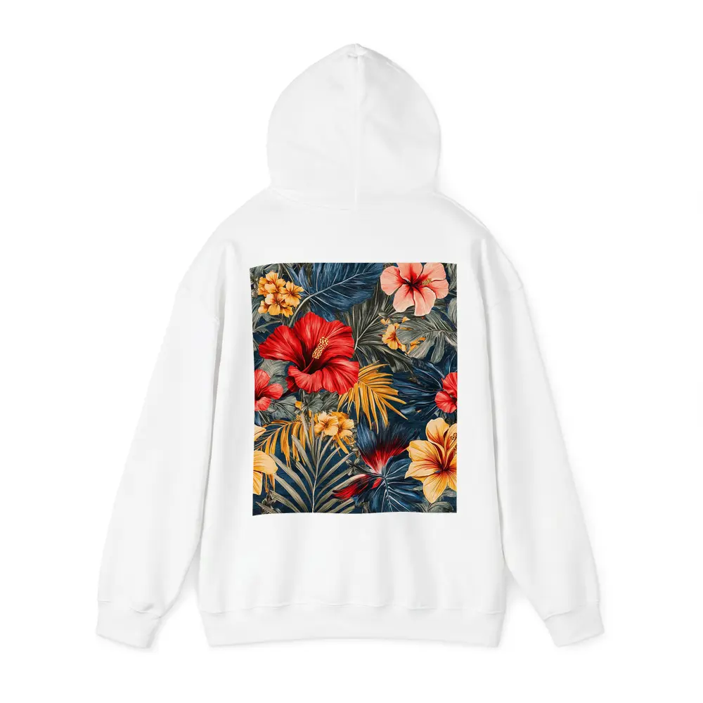 Tropical Hibiscus Flowers Dark Blue Botanical – Hoodies