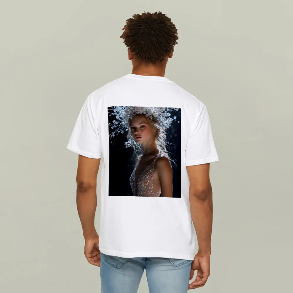 Woman Crystal Crown Gown Dark Background – T-Shirts