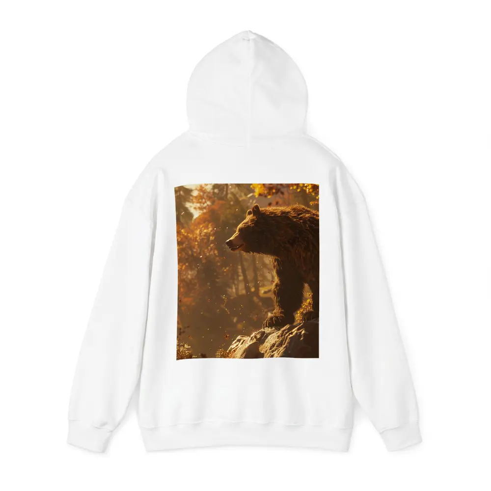 Brown Bear Standing On Rock Autumn Forest – Hoodies