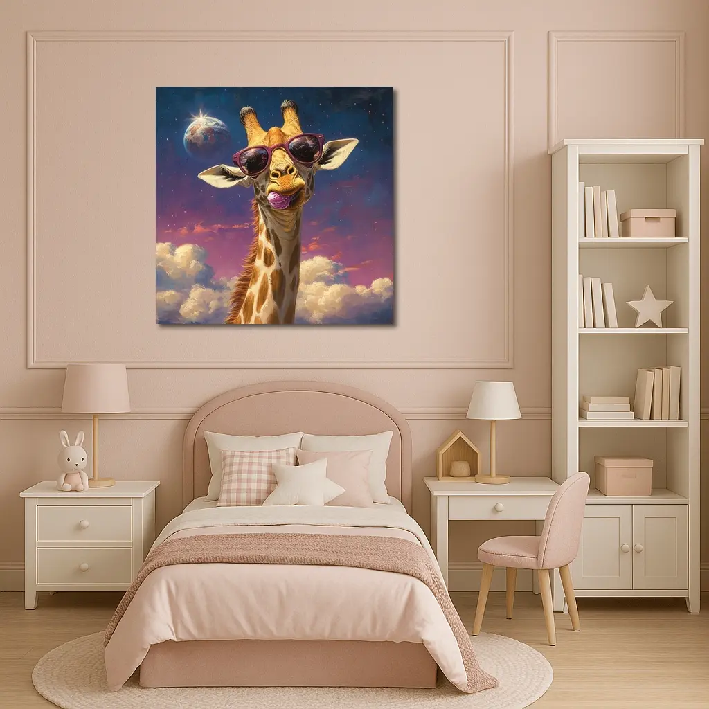 Cool Giraffe Sunglasses Space Sky Art – Wall Art