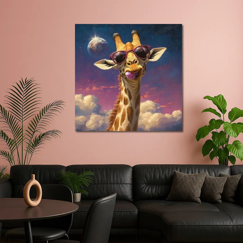 Cool Giraffe Sunglasses Space Sky Art – Wall Art